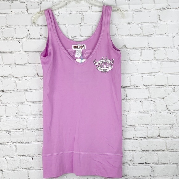 NEW-ONE life Los Angeles Crystals Purple Tank Top - Picture 1 of 10